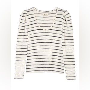 Madewell V-Neck Gathered Sleeve Top